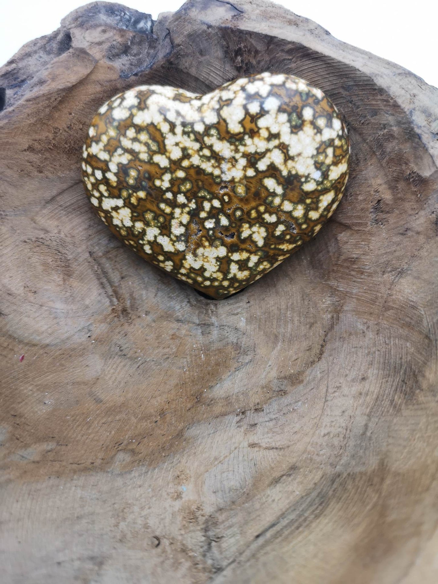 Grand Coeur en JASPE ORBICULAIRE JAUNE