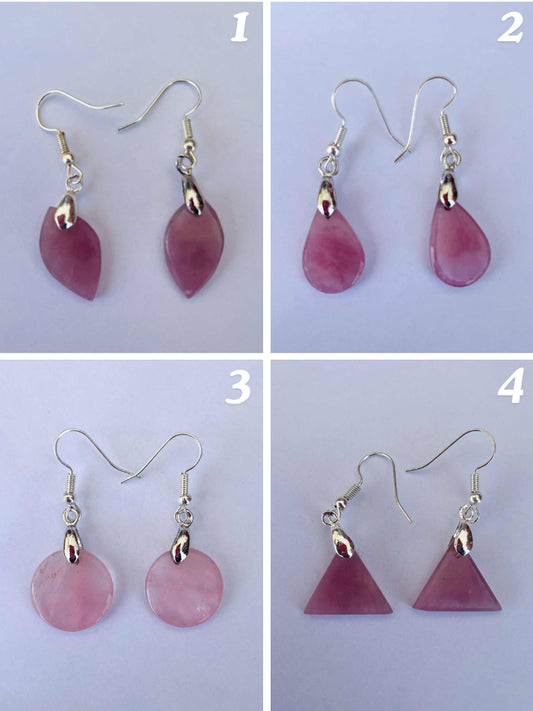 Boucle d'oreille  - QUARTZ ROSE